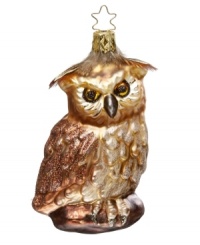 Inge-Glas of Germany has been producing mouth-blown, handcrafted glass ornaments for over 400 years. This golden owl ornament showcases the generations-old craftsmanship that still thrives today. Inge-Glas of Germany has been producing mouth-blown, handcrafted glass ornaments for over 400 years. This golden owl ornament showcases the generations-old craftsmanship that still thrives today.