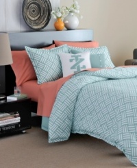 Soothing aqua and white hues create a serene retreat in this Basket Weave comforter set from Izod, featuring an allover woven basket print for fresh style. Soothing aqua and white hues create a serene retreat in this Basket Weave comforter set from Izod, featuring an allover woven basket print for fresh style.