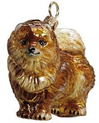 Joy to the World Collectibles European Blown Glass Pet Ornament, Pomeranian Joy to the World Collectibles European Blown Glass Pet Ornament, Pomeranian