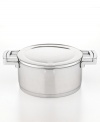 State of the art. Cook in style & confidence with this stunning stockpot crafted from durable 18/10 stainless steel with a promise for professional performance & innovation. A sleek construction heats up quickly & evenly and features a versatile cover that doubles as a handy hot plate. Lifetime warranty.