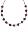 Fuchsia for the true fashionista. 2028's strand necklace incorporates fuchsia czech stones set in circular pendants. Crafted in silver tone mixed metal. Approximate length: 16 inches + 3-inch extender.
