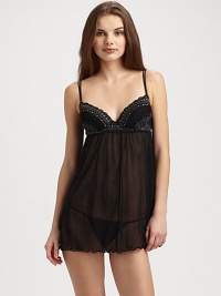 Contrast embroidered lace cups and an alluring mesh body create a sophisticated after dark ensemble, teamed with a sexy G-string.Adjustable twin shoulder straps Padded cups with embroidered lace overlay Elastic Empire waist Mesh body Lettuce edged hem Matching G-string About 27, from shoulder to hem Babydoll: 80% polyamide/16% elastane/4% viscose G-string: 98% polyamide/2% cotton Hand wash Made in Italy Contrast embroidered lace cups and an alluring mesh body create a sophisticated after dark ensemble, teamed with a sexy G-string.Adjustable twin shoulder straps Padded cups with embroidered lace overlay Elastic Empire waist Mesh body Lettuce edged hem Matching G-string About 27, from shoulder to hem Babydoll: 80% polyamide/16% elastane/4% viscose G-string: 98% polyamide/2% cotton Hand wash Made in Italy