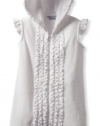 Hartstrings Girls 2-6X Toddler Loop Terry Flutter Sleeve Cover-up, White, 2T