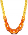 Bored out of your mind? Brighten up in Bar III's startling statement necklace. Yellow, orange, and dark orange-colored acrylic links provide a bold splash of citrus. Extension chain and clasp crafted in mixed metal. Approximate length: 19-1/2 inches + 2-inch extender.