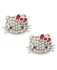 Look at those faces! Hello Kitty's stud earrings, set in sterling silver, sparkle with pave crystals for a dynamic look. Approximate drop: 1/3 inch. Look at those faces! Hello Kitty's stud earrings, set in sterling silver, sparkle with pave crystals for a dynamic look. Approximate drop: 1/3 inch.