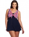 Fit 4 U Women's Plus-Size Botanic Tie Front Swimdress