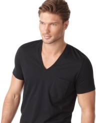 Keep you around-the-house style smart with this sharp v-neck t-shirt from Calvin Klein. Keep you around-the-house style smart with this sharp v-neck t-shirt from Calvin Klein.
