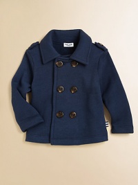 A seafaring-style coat in a classic silhouette with anchor-motif buttons.Point collarDouble-breasted button frontTab epaulettes with buttonsLong sleeves50% cotton/50% polyesterMachine washImported Please note: Number of buttons may vary depending on size ordered. A seafaring-style coat in a classic silhouette with anchor-motif buttons.Point collarDouble-breasted button frontTab epaulettes with buttonsLong sleeves50% cotton/50% polyesterMachine washImported Please note: Number of buttons may vary depending on size ordered.