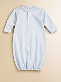 Pamper your little one with this soft, comfy and clever baby sack that converts to a coverall for easy dressing.Front button closure Snap bottom Legs have elastic cuffs Pima cotton Machine wash Imported Please note: Number of snaps may vary depending on size ordered. Pamper your little one with this soft, comfy and clever baby sack that converts to a coverall for easy dressing.Front button closure Snap bottom Legs have elastic cuffs Pima cotton Machine wash Imported Please note: Number of snaps may vary depending on size ordered.