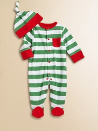 Festive stripes add a holiday touch to a classic cotton one-piece with full-snap front for easy on and off.CrewneckLong sleevesSnap-frontPatch pocketBottom snapsCottonMachine washImported Please note: Number of snaps may vary depending on size ordered. Festive stripes add a holiday touch to a classic cotton one-piece with full-snap front for easy on and off.CrewneckLong sleevesSnap-frontPatch pocketBottom snapsCottonMachine washImported Please note: Number of snaps may vary depending on size ordered.