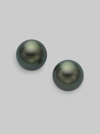Classic pearl stud earrings set in 18K white gold.8mm Black South Sea cultured pearl18k white goldPost backsImported Classic pearl stud earrings set in 18K white gold.8mm Black South Sea cultured pearl18k white goldPost backsImported