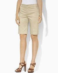 Rendered in sleek stretch twill, Huldah Bermuda shorts are a sophisticated warm weather staple.