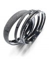 This set of 4 bangle bracelets from Style&co. adds versatility to your look with textured accents. Crafted in hematite tone mixed metal. Approximate diameter: 2-5/8 inches.