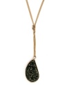 Tough rocks! BCBGeneration combines edgy black crystals with a hint of glam in this asymmetrical drop pendant. Y-shaped chain set in rose gold tone mixed metal. Approximate length: 24 inches. Approximate drop: 4-1/2 inches.