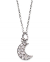 Light up the night, and your look! B. Brilliant's beautiful moon pendant twinkles with the addition of round-cut cubic zirconias (1/8 ct. t.w.). Crafted in sterling silver. Approximate length: 18 inches + 3-inch extender. Approximate drop: 5/8 inch. Light up the night, and your look! B. Brilliant's beautiful moon pendant twinkles with the addition of round-cut cubic zirconias (1/8 ct. t.w.). Crafted in sterling silver. Approximate length: 18 inches + 3-inch extender. Approximate drop: 5/8 inch.