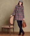 Go mad for plaid in Tommy Hilfiger's hooded swing coat! It adds a classic touch to any ensemble, from jeans to dresses.
