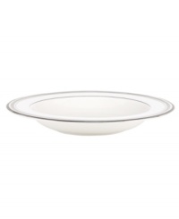 Dressed in soft grays and ribbons of platinum, the Palmetto Bay rim soup bowl by kate spade makes your table a destination for modern elegance. Dressed in soft grays and ribbons of platinum, the Palmetto Bay rim soup bowl by kate spade makes your table a destination for modern elegance.
