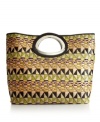 Keep your cool with a casual yet refined straw design from BCBGeneration. A tribal-inspired print covers this eye-catching tote with cut-out handles. Ideal for the beach and beyond!