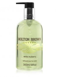 White Mulberry Fine Liquid Hand Wash indulges skin with a cleansing and pampering blend of white mulberry and essential oils of elemi, Provencal mimosa and green tea. White mulberry offers anti-aging action Cleanses while hydrating and protecting Hands are left pampered and lightly scented 10 oz.