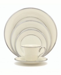For nearly 150 years, Lenox has been renowned throughout the world as a premier designer and manufacturer of fine china. The Solitaire pattern expresses timeless refinement in the simplicity of translucent ivory bone china banded in polished platinum. For nearly 150 years, Lenox has been renowned throughout the world as a premier designer and manufacturer of fine china. The Solitaire pattern expresses timeless refinement in the simplicity of translucent ivory bone china banded in polished platinum.