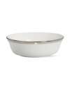 Metropolitan sensibility and modern design combine in this understated versatile white bone china bowl from Lenox's collection of dinnerware and dishes. Platinum gild along the edge is enhanced by a clean, platinum geometric pattern reminiscent of architectural accents.