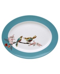 Make your favorite dish sing with this irresistible serving platter. As boldly stylish as it is durable, the Chirp dinnerware and dishes collection from Lenox is crafted of chip-resistant bone china. Make your favorite dish sing with this irresistible serving platter. As boldly stylish as it is durable, the Chirp dinnerware and dishes collection from Lenox is crafted of chip-resistant bone china.