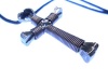 Gunmetal (Dark Grey) Horseshoe Nail Cross Necklace