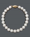 Nothing looks more glamorous and sophisticated than a simple strand of pearls. Bracelet features A+ Akoya cultured pearls (7-7-1/2 mm) with a 14k gold clasp. Approximate length: 7-1/2 inches.