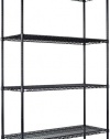 Alera SW504818BL Industrial Wire Shelving Starter Kit, 4 Shelves, 48w x 18d x 72h, Black