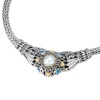 925 Silver, Mabe Pearl & Blue Topaz Necklace with 18k Gold Accents- 18 IN
