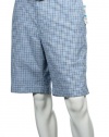 Club Room Men's Blue Checked Flat Front Walking Shorts