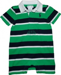 Ralph Lauren Layette Boy's Striped Rugby Shortall (9 Month, Green) Ralph Lauren Layette Boy's Striped Rugby Shortall (9 Month, Green)