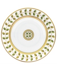 For any elegant holiday affair the Bernardaud Constance Dinnerware Collection makes for timeless presentation of your seasonal fare. Ornate design inspired by the Empire Period with gold outlined acorn and oak leaves that symbolize strength and longevity. A dash a sage rims each piece behind a golden laurel vine while touches of red with gold trim further complement the pattern. For any elegant holiday affair the Bernardaud Constance Dinnerware Collection makes for timeless presentation of your seasonal fare. Ornate design inspired by the Empire Period with gold outlined acorn and oak leaves that symbolize strength and longevity. A dash a sage rims each piece behind a golden laurel vine while touches of red with gold trim further complement the pattern.