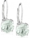 Sterling Silver 8mm Round Green Amethyst Lever Back Earrings