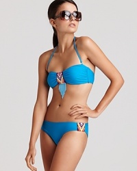 In lush turquoise with a riveting print, Mara Hoffman's bandeau bikini set is pool-hued and head-turning. In lush turquoise with a riveting print, Mara Hoffman's bandeau bikini set is pool-hued and head-turning.