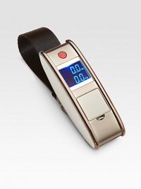 Travelers can save money, time and hassle with this compact electronic scale that allows you to weigh your bags before you leave for the airport. Simple, one-button operation Backlit, digital display Display in pounds and kilograms 100 lb. capacity 1 X 4 X 1.25 Travelers can save money, time and hassle with this compact electronic scale that allows you to weigh your bags before you leave for the airport. Simple, one-button operation Backlit, digital display Display in pounds and kilograms 100 lb. capacity 1 X 4 X 1.25