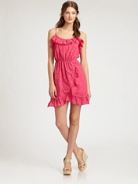 Featuring an intriguing anchor pattern and beyond-adorable flutter neckline, a pull-on dress with adjustable straps.Flutter necklineAdjustable strapsElasticized waistRuffle hemPull-on styleAbout 18 from natural waistBody: 55% cotton/45% polyesterLining: cottonMachine washImported Model shown is 5'10 (177cm) wearing US size 4. Featuring an intriguing anchor pattern and beyond-adorable flutter neckline, a pull-on dress with adjustable straps.Flutter necklineAdjustable strapsElasticized waistRuffle hemPull-on styleAbout 18 from natural waistBody: 55% cotton/45% polyesterLining: cottonMachine washImported Model shown is 5'10 (177cm) wearing US size 4.