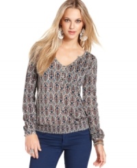 Go for floral print this fall with this Lucky Brand Jeans top that pairs perfectly with everyday denim! Go for floral print this fall with this Lucky Brand Jeans top that pairs perfectly with everyday denim!