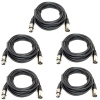 GLS Audio 25ft Mic Cable Patch Cords - XLR Male to XLR Female Black Microphone Cables - 25' Balanced Mike Snake Cord - 5 PACK