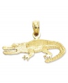 Give your look a little extra bite. This polished and textured alligator charm is crafted in 14k gold. Chain not included. Approximate length: 3/5 inch. Approximate width: 9/10 inch.