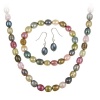 Sterling Silver Freshwater Cultered Multi Color Pearl Necklace, Bracelet, Earring Jewelry Set
