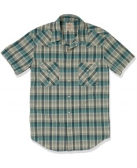 Kick back and relax in this easy-wear plaid shirt from Lucky Brand Jeans.