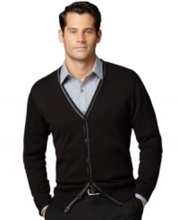 Go scholarly for a new twist on your classic work wear with this Van Heusen cardigan. Go scholarly for a new twist on your classic work wear with this Van Heusen cardigan.