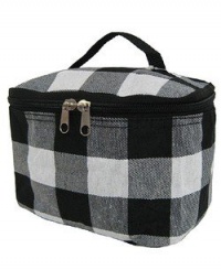 Cute! Cosmetic Makeup Bag Case Buffalo Plaid Print Black White Small Cute! Cosmetic Makeup Bag Case Buffalo Plaid Print Black White Small
