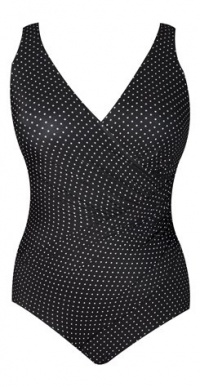 Miraclesuit Pin Point Oceanus One-Piece Wire-free Swimsuit Plus Size, 18W, Black / White