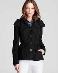 Melding fashion with function, a Burberry Brit anorak combines utilitarian accents with cropped tailoring for a high-street look. A trend-right peplum amps up chic factor. Melding fashion with function, a Burberry Brit anorak combines utilitarian accents with cropped tailoring for a high-street look. A trend-right peplum amps up chic factor.