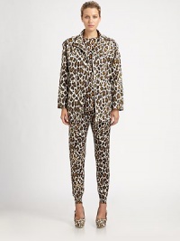 The perfect playful jogging pant, patterned with an exotic leopard print.Rib-knit waistband and cuffsInseam, about 26WoolDry cleanMade in ItalyModel shown is 5'10 (177cm) wearing US size 4. The perfect playful jogging pant, patterned with an exotic leopard print.Rib-knit waistband and cuffsInseam, about 26WoolDry cleanMade in ItalyModel shown is 5'10 (177cm) wearing US size 4.