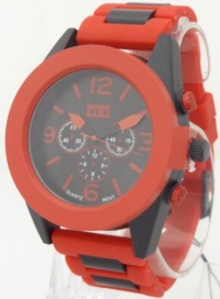 Mark Naimer Chronograph-style LOOK XL Black Dial Red N Black Silicon Rubber Band