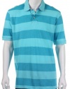 Club Room Men's Pool Blue Wide Stripe Short Sleeve Polo Shirt, Large