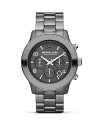 This brushed stainless steel watch by Michael Kors is a solid piece of fashion hardware, completed with a striking titanium ceramic case and black diamond accents.